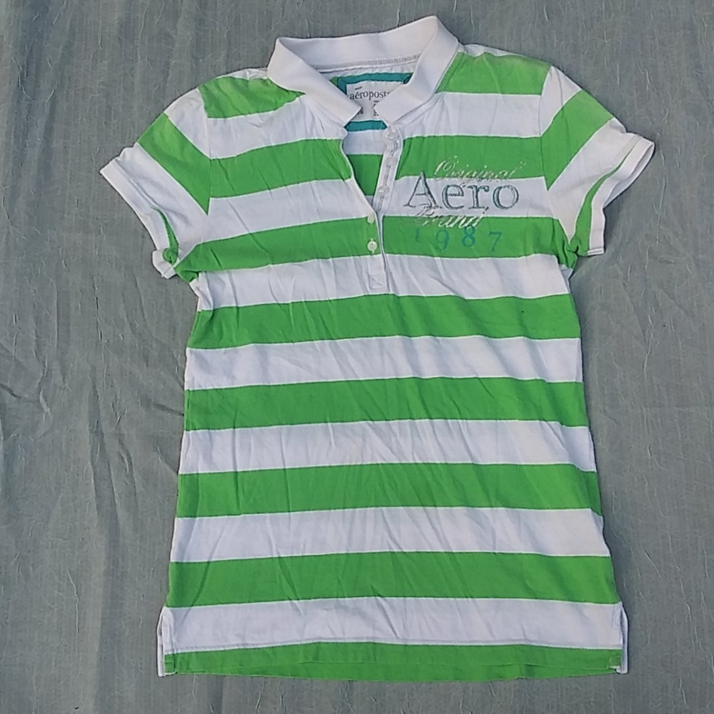 Original Aeropostale LG Green and White Tee